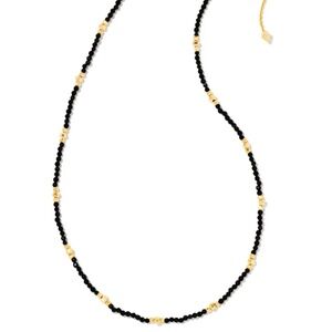 Kendra Scott Britt Black and Gold Beaded Necklace and Earrings